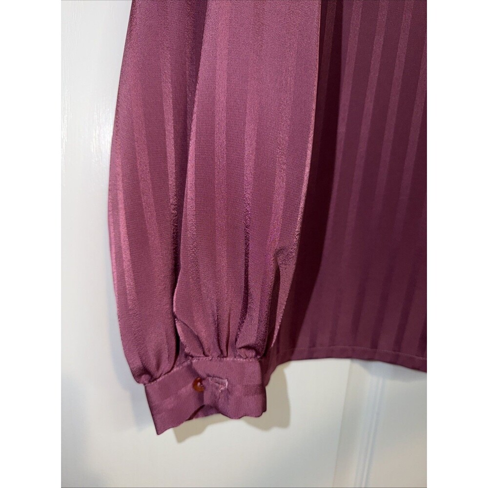 Vintage Bethany Blouse Womens 11/12 Purple Retro 70s Dainty Secretary to Disco - Picture 3 of 12